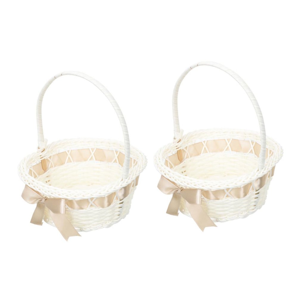 OKUMEYR Cute Girls Baskets Woven Basket for Flowers Wedding Party Proposal Handheld Decorative