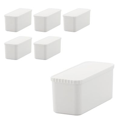Like-It | STC-03 Set of 6 | Plastic Storage Bins with Lid | Stackable Containers | Playroom, Classroom, Closet, Office | 14.25"  5.83"  5.98" | White | 1.59 gal