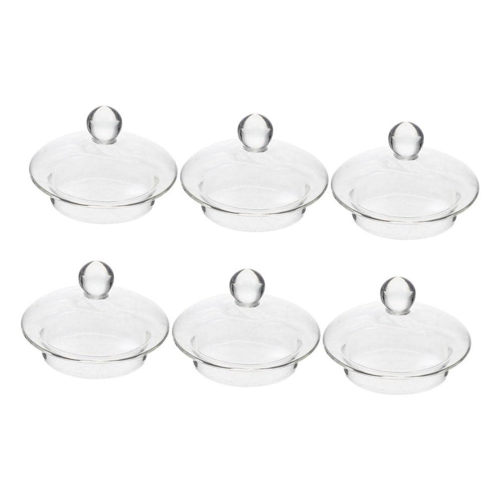 BEBEMOKO 6pcs Glass Teapot Covers with Infuser Removable Lid for Loose Leaf Tea Transparent Kettle Accessory Easy to Use for Home Parties and Camping