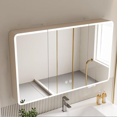 POWRZZZY Recessed Medicine Cabinet with Mirror LED Medicine Cabinet Mirror for Bathroom Bathroom Vanity Mirror Cabinet Stepless Dimming & Defog Hanging Wall Cabinet for Makeup Enthusiasts