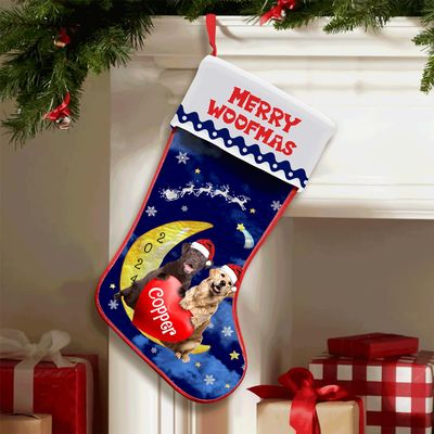 Famitrendz Personalized Labrador and Golden Stockings Christmas, Custom Dog Christmas Stocking with Name, Christmas Stockings for Pet Lover, Funny Gifts for Dog Mom Dogs Dad, Fireplace Decor