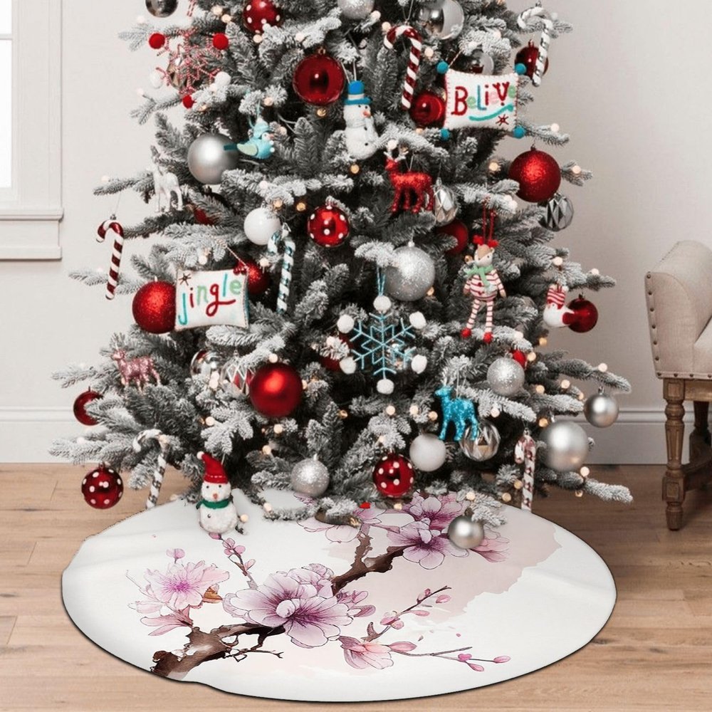 Yioniii Pink on Background Pattern 36 Inch Soft Christmas Tree Mat for Xmas Holiday Party Decoration Luxury Christmas Tree SkirtPink