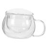 BRIGHTFUFU Glass Tea Mug Set with Infuser and Lid Stylish Round Coffee Cup for Loose Leaf and Flowering Tea for Home Office Use view 1