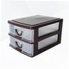 Unomor 2layer Brown Multifunctional Storage Box Translucent Plastic Organizer for Makeup Jewelry and Office Supplies Compact Desktop for Use view 3