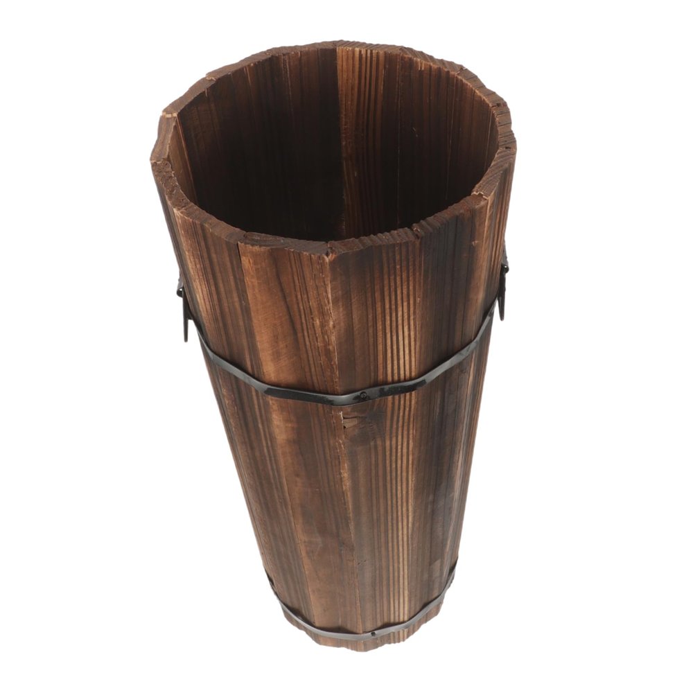 CORHAD Wooden Umbrella Bucket Stand Brown for Umbrellas and Walking Sticks