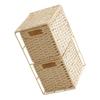 BUTIFULSIC Dual-layer Rattan Storage Basket Versatile Organizer for Toys Laundry and Sundries Stylish Woven Container for Home for Items Like Socks and Cosmetics view 1