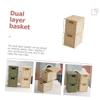 BUTIFULSIC Dual-layer Rattan Storage Basket Versatile Organizer for Toys Laundry and Sundries Stylish Woven Container for Home for Items Like Socks and Cosmetics view 4