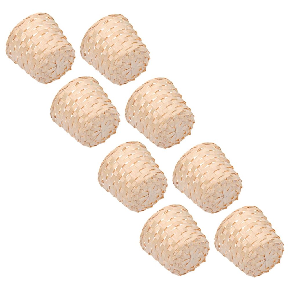 TINEASUR Hand Woven Bamboo Basket Set 8 Pack White Storage Baskets for Kitchen Pantry Laundry