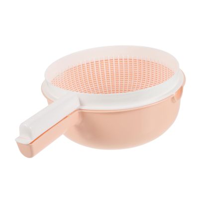 LABRIMP Double Layer Plastic Drain Basket Handle Multi-functional Wash Colander for Fruits and Vegetables for Kitchen Use Includes Cover for Easy Straining and Storage