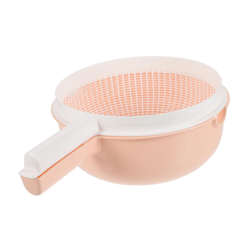 LABRIMP Double Layer Plastic Drain Basket Handle Multi-functional Wash Colander for Fruits and Vegetables for Kitchen Use Includes Cover for Easy Straining and Storage
