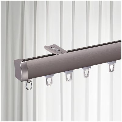Aluminum Alloy Curtain Track - Heavy Duty Ceiling Track - (3.2ft-19.6ft) Curtain Track Mount System - Curtain Track for Bay Windows RV Room Divider Curtain Rail(Gray,1.30m/4.26FT)
