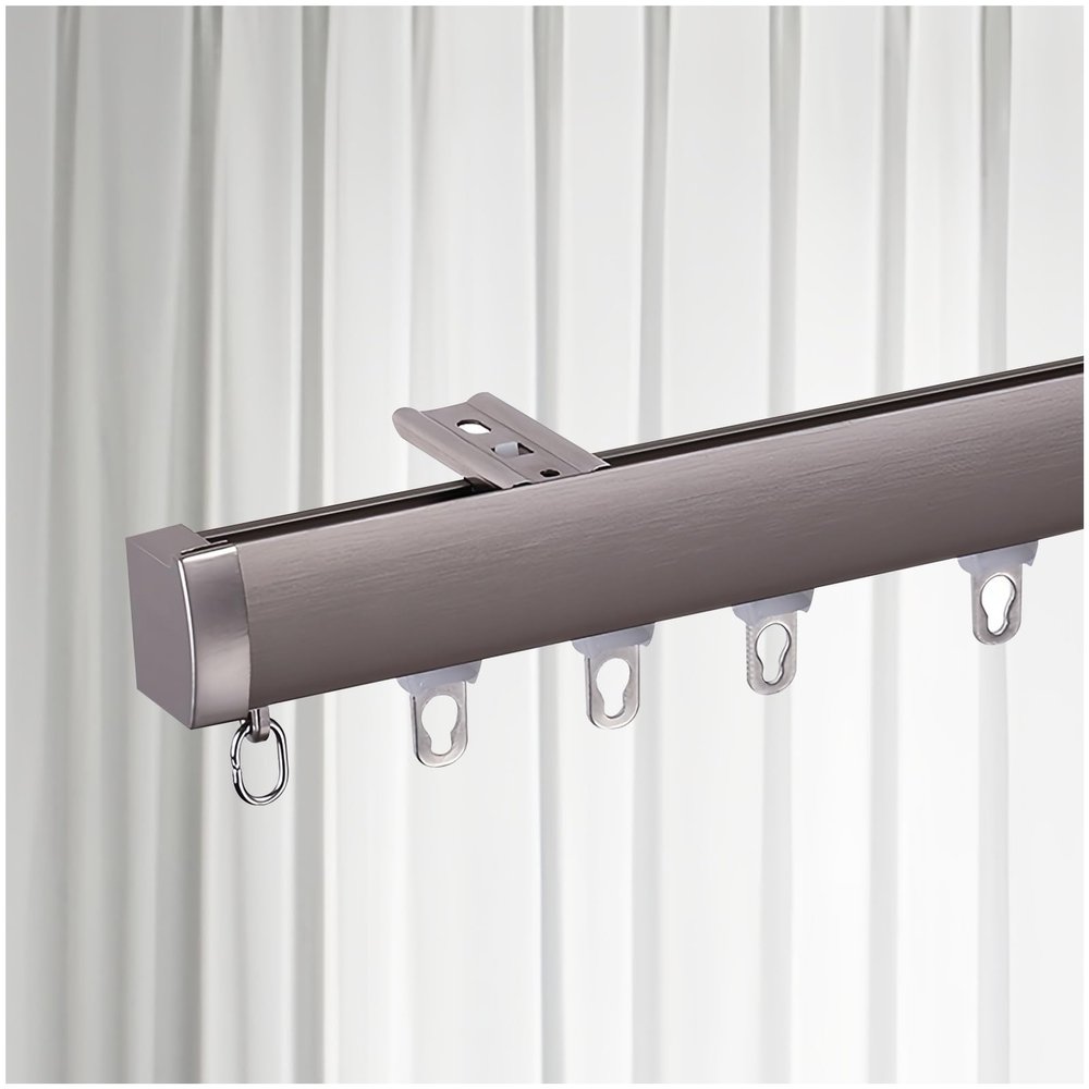 Aluminum Alloy Curtain Track - Heavy Duty Ceiling Track - (3.2ft-19.6ft) Curtain Track Mount System - Curtain Track for Bay Windows RV Room Divider Curtain Rail(Gray,1.30m/4.26FT)