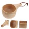 BEBEMOKO Japanese Style Wooden Milk Cup Creative Natural Wood Drinking Mug Rope for Coffee Tea Beer and Water Cafes Bars and Homes view 4
