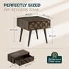 Bme Georgina Solid Wood Mid-Century Modern Side Table with Drawer  Fully Assembled Bedside Table with Rustic Geometric Pattern for Living Room or Bedroom - Mocha view 2