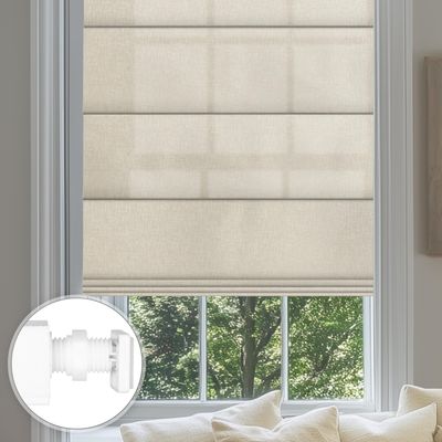Sulugood No Drill Roman Shades,70% Blackout-Beige,65" W x 64" H