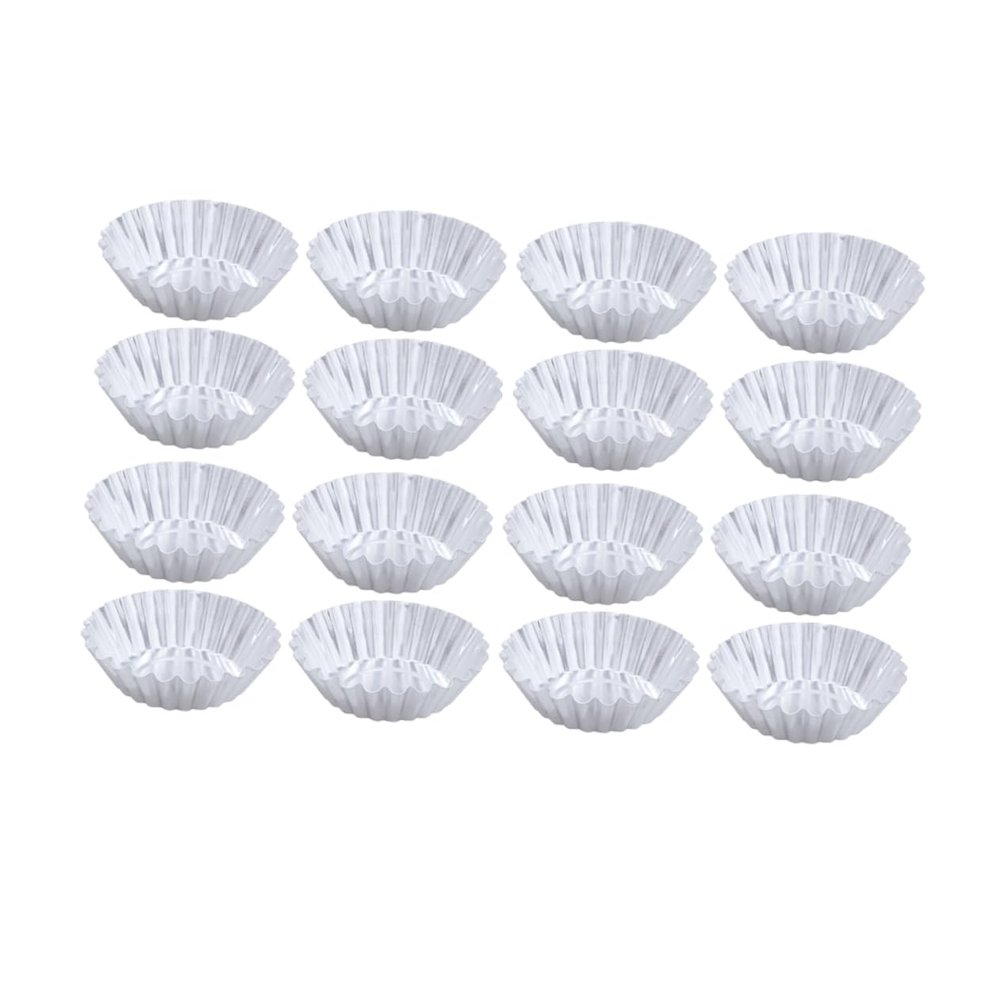 COLLBATH 50pcs Aluminum Alloy Egg Tart Molds Nonstick Ripple Tartlets Pans for Baking Silver Muffin Tins