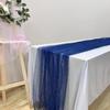Pearl Gauze Table Runner Wedding Tablecloth Pearl Table Runner Table Runner Wedding Veil Beaded Pearl Lace Fabrics Table Decorations Soft Tulle Tablecloth (Navy,30*71") view 1