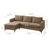 HOOOWOOO 96-Inch L Shaped Corduroy Fabric Sectional Sofa with Reversible Chaise, Mid-Century Modern Design Couch, 3-Seater Sofa Couch with Sturdy Metal Legs for Living Room or Large Spaces (Camel) view 2