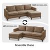 HOOOWOOO 96-Inch L Shaped Corduroy Fabric Sectional Sofa with Reversible Chaise, Mid-Century Modern Design Couch, 3-Seater Sofa Couch with Sturdy Metal Legs for Living Room or Large Spaces (Camel) view 3