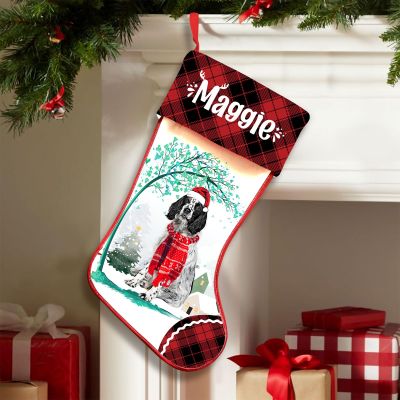 FAMITRENDZ Personalized English Springer Spaniel 2 Hold Red Heart Stockings, Merry Woofmas Stockings, Custom Dog Christmas Stocking, Christmas Stockings For Pet Lover, Funny Gifts For Dog Mom Dogs Dad