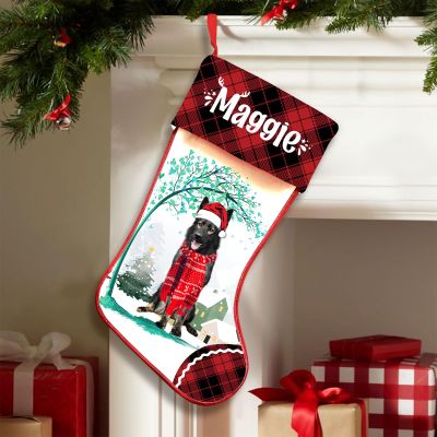 Famitrendz Personalized German Shepherd 2 Hold Red Heart Stockings, Merry Woofmas Stockings, Custom Dog Christmas Stocking, Christmas Stockings for Pet Lover, Funny Gifts for Dog Mom Dogs Dad