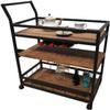 KEPIUAAF Bar Cart, Home Bar Hotel Serving Cart Wine Cart - Rolling Serving Cart Bar Serving Cart Home Rustic Mobile Kitchen Serving cart Industrial Vintage Style Wood Metal Serving Trolley view 1