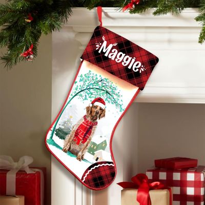 Famitrendz Personalized Brittany 2 Hold Red Heart Stockings, Merry Woofmas Stockings, Custom Dog Christmas Stocking with Name, Christmas Stockings for Pet Lover, Funny Gifts for Dog Mom Dogs Dad