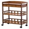 KEPIUAAF Bar Cart, Home Bar Hotel Serving Cart Wine Cart - Kitchen Bar Cart on Wheels, Industrial Style Wood Rolling Serving Bar Cart,3 Layers Storage Fence Design with Drawer view 1