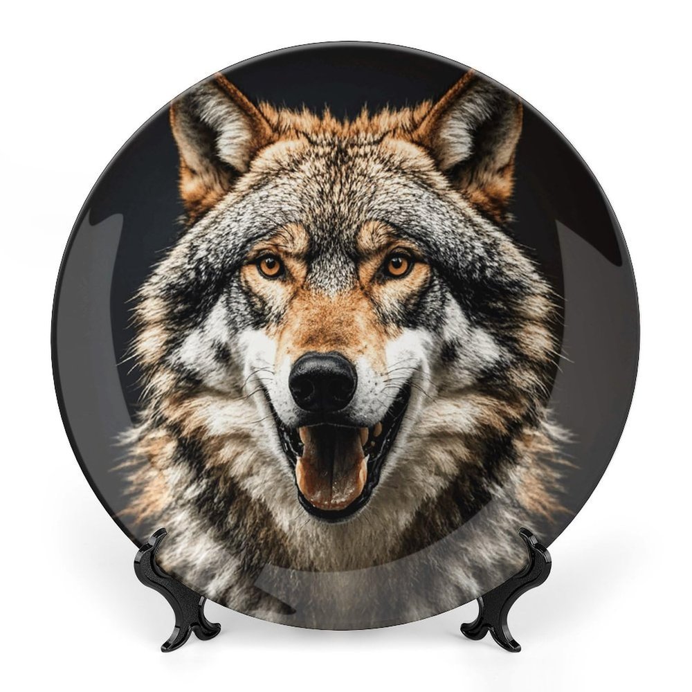 Decorative Tray with Display Stand Hungry Like A Wolf Printed Bone China Collections Plate Bone China Ornament for Home and Office Wall Decor