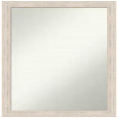 Amanti Art White Bathroom Mirror for Over Sink, 32x22 Custom Made Hardwood White Wash Narrow Rectangle Vanity Mirror, Medium Country Rustic Wood Frame, Hangs Horizonally and Vertically, Wall Decor