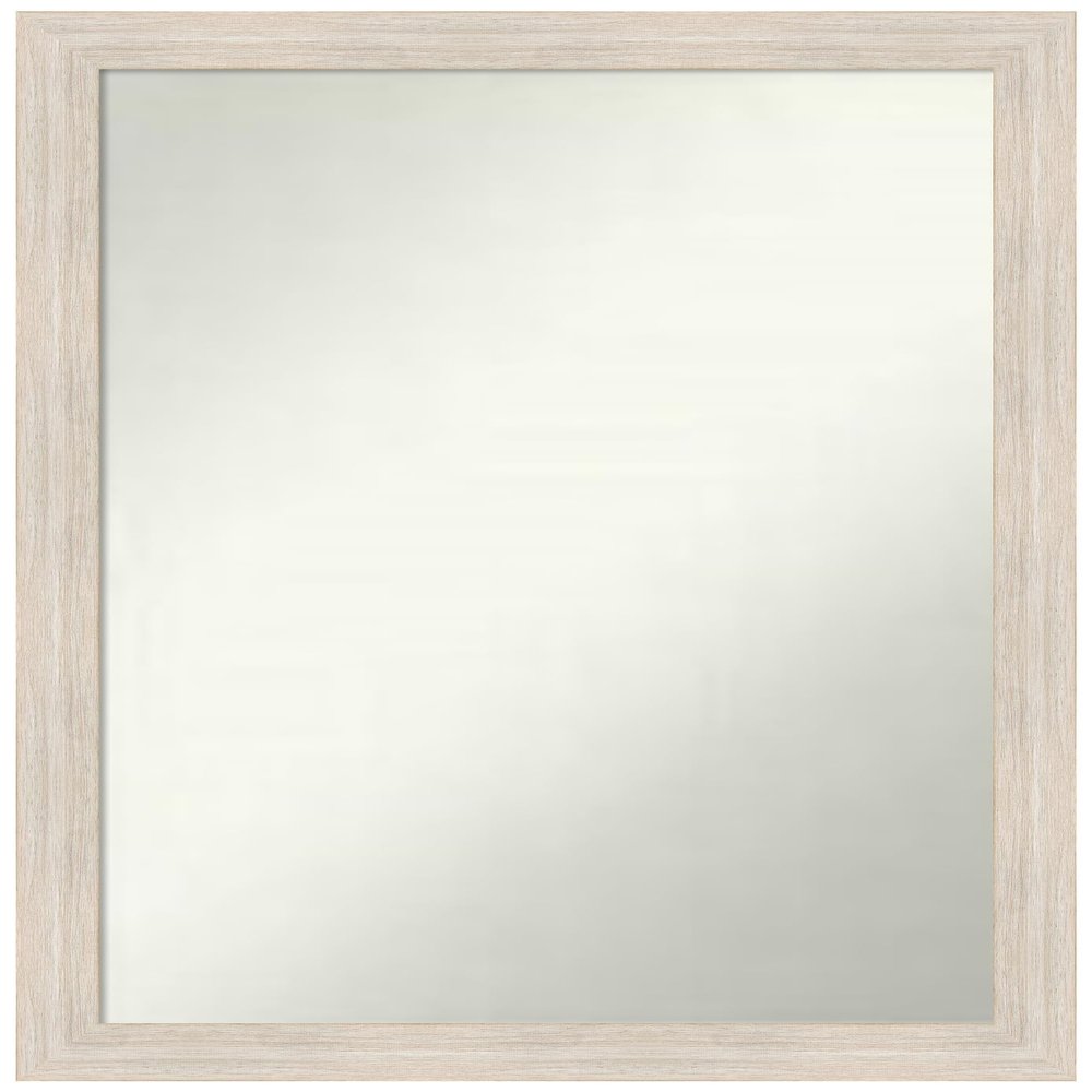 Amanti Art White Bathroom Mirror for Over Sink, 32x22 Custom Made Hardwood White Wash Narrow Rectangle Vanity Mirror, Medium Country Rustic Wood Frame, Hangs Horizonally and Vertically, Wall Decor