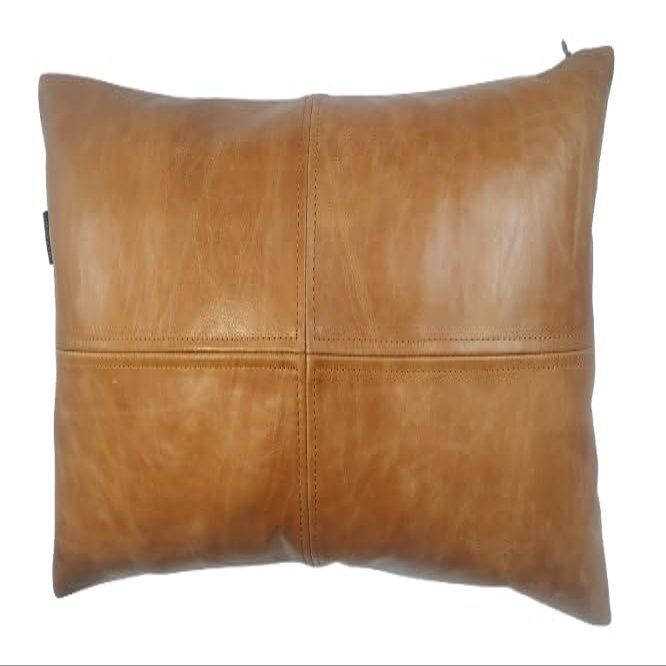 D DOLLY LAMB Lambskin Leather Pillow Cover - Sofa Cushion Case - Decorative Throw Covers for Living Room & Bedroom, 10X18 Inch - Light Brown Crunch Plain Pack of 2