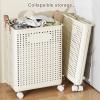 YOXIER Laundry Basket,Laundry Hamper, Laundry Basket with Wheels,Rolling Laundry Basket for Clothes, Foldable Dirty Clothes Portable Skinny Hamper,Small Laundry Basket for Bedroom, Dorm, 53L/37L Beig view 4