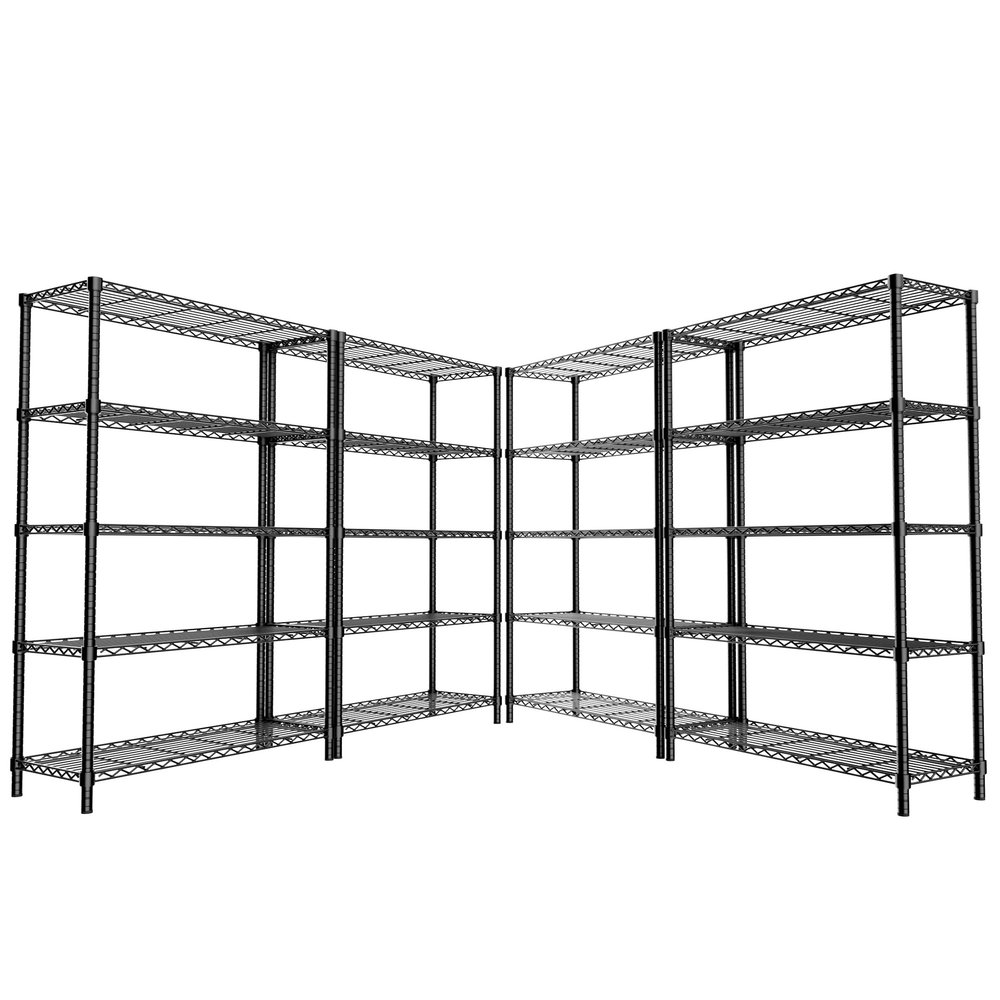 MODCART Storage Shelves, 4 PCS 36" L x 14" W x 72" H Heavy Duty Garage Wire Shelving Unit Loads 1750LBS, 5-Tier Adjustable Metal Industrial Utility Shelf Rack for Kitchen, Laundry Room, Basement