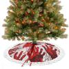 Christmas Tree Skirt,Bloody Handprints Printed Christmas Tree Skirts with Tassel,Christmas Tree Decorations Indoor Outdoor,Christmas Skirt Tree for Holiday Party Home Decor,30-48 Inch view 4