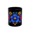 ElegantlySimple - Made in the USA - Coffee Mug, Ukrainian Folk Art Petrikivka Blue & Yellow Flowers view 1