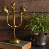 Victorian Hands Cast Metal 3-Candle Candelabra, Antique Gold Finish view 2