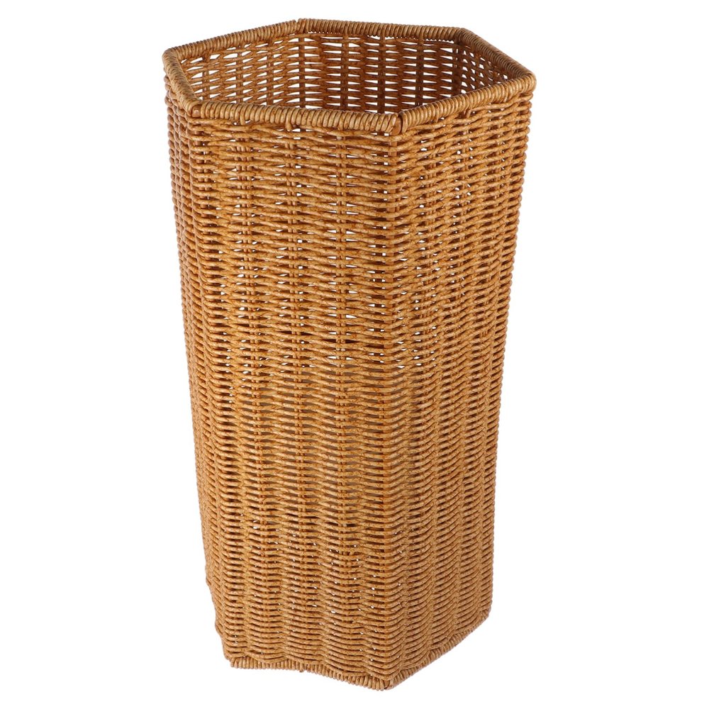 Cabilock Artificial Rattan Design Umbrella Storage Bucket Plastic Weighted Base Stand Indoor Entryway Basket Organizer