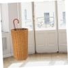 Cabilock Artificial Rattan Design Umbrella Storage Bucket Plastic Weighted Base Stand Indoor Entryway Basket Organizer view 2