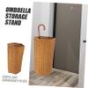 Cabilock Artificial Rattan Design Umbrella Storage Bucket Plastic Weighted Base Stand Indoor Entryway Basket Organizer view 3