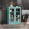 Palace Imports 100% Solid Wood Bathroom Cabinet, Clear Glass Doors, 32" w x 35.75" h x 15.5" d, Renewable Eco-Friendly Wood, Made in Brazil (Aqua, 2 Dr Glass) view 1