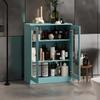 Palace Imports 100% Solid Wood Bathroom Cabinet, Clear Glass Doors, 32" w x 35.75" h x 15.5" d, Renewable Eco-Friendly Wood, Made in Brazil (Aqua, 2 Dr Glass) view 2