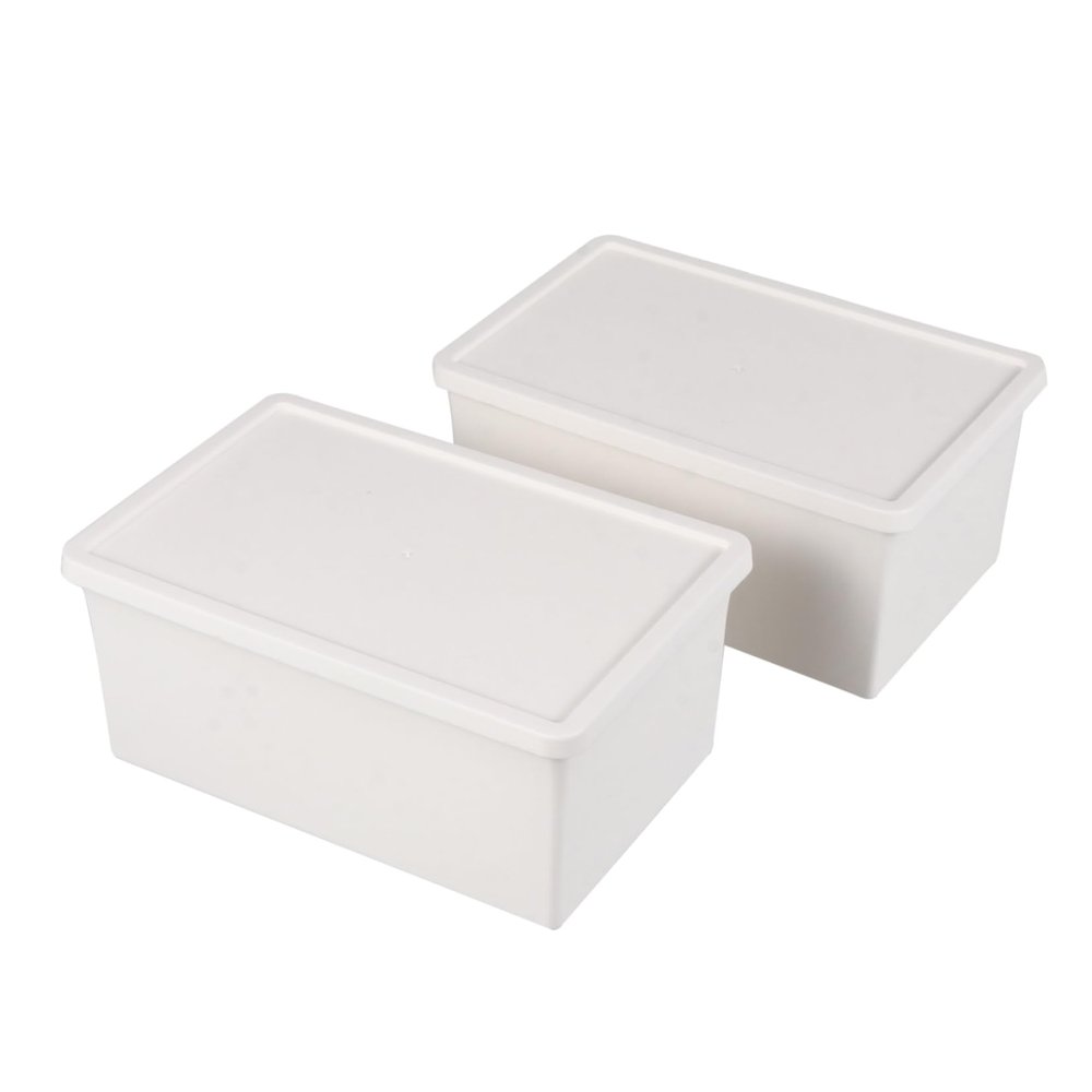 GRIRIW 2pcs Plastic Storage Boxes Home Organizer Containers for Garage Pantry Cubby Storage
