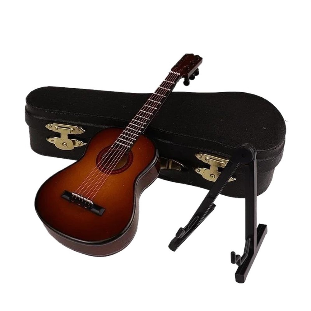 YRELIZY Decorative Musical Instrument Models Guitar Musical Instrument Ornaments Wooden Guitar Model Musical Instrument Guitar Decoration Gift Decor Music Lovers(Brown)