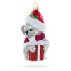Festive Koala with Present Blown Glass Christmas Ornament view 1