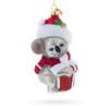 Festive Koala with Present Blown Glass Christmas Ornament view 2