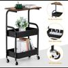 yanzhuen001 Kitchen Mobile Shelf, 3-Tier Kitchen Rolling Cart, 16.54" Storage Cart with Wheels,Wooden Tabletop,Cart view 3