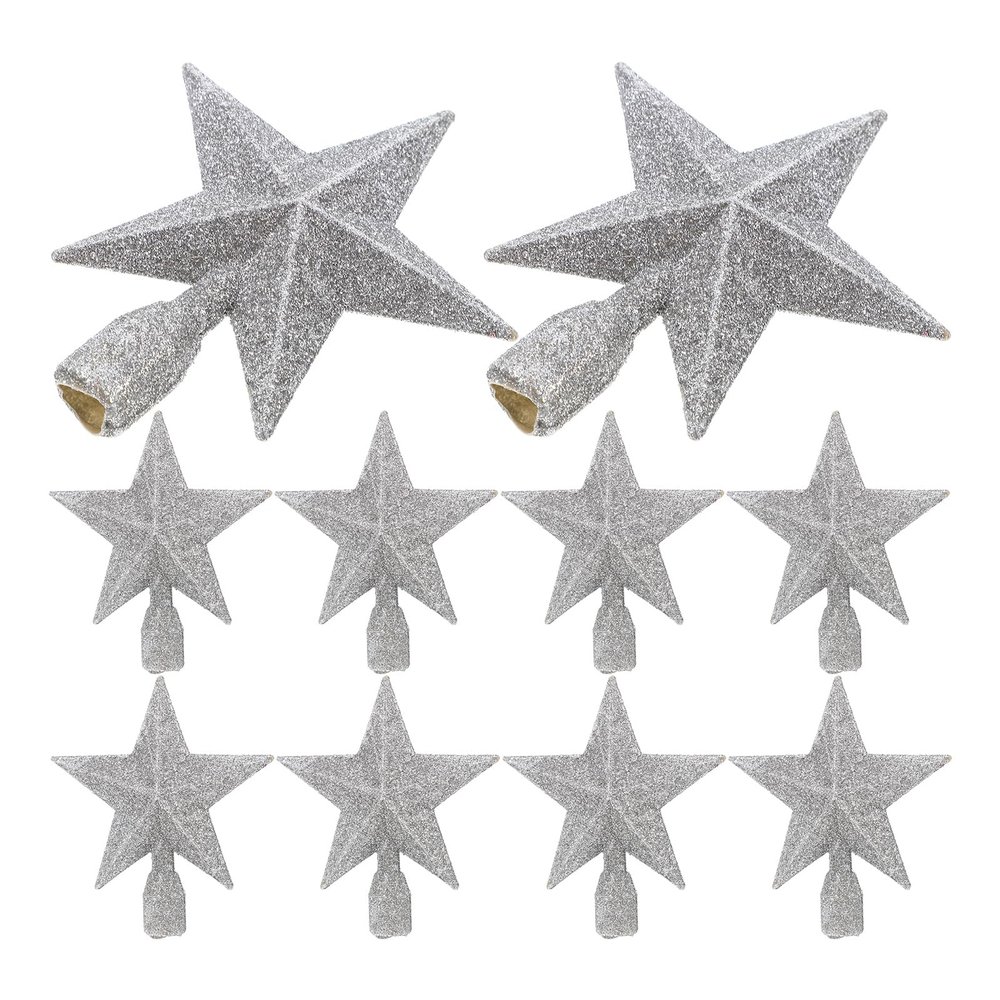 LUOZZY 10 Pcs Star Christmas Tree Topper Sparkling Xmas Tree Topper Star Ornament 3D Sequins Treetop Star for Christmas Trees Holiday Party Decor - Silver, 10CM