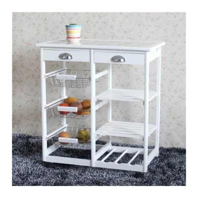 yanzhuen001 Kitchen Mobile Shelf, Kitchen & Dining Room Cart with 2-Drawer,3-Shelf Storage Rack with Rolling Wheels,Ease of Mobility,Cart