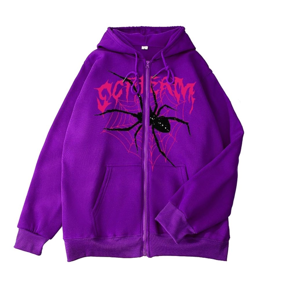 YUNZSXJY Womens Zip Up Grunge Hoodies Long Sleeve Oversized Y2k Pullover Hooded Sweatshirt Unisex Fashion Hoodie Streetwear